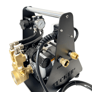 Tucker 110V booster pump system inlet side with brass fittings, gauge and bypass valve