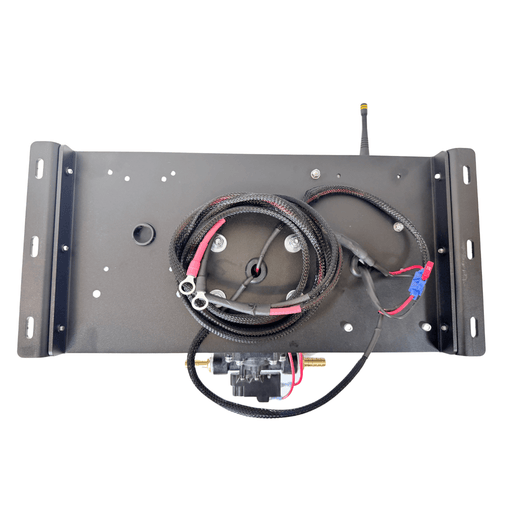 Tucker 12V delivery panel from the back showing the wiring harness and pump mount