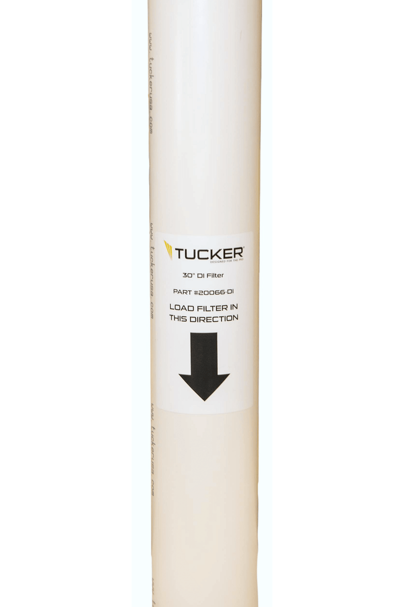 Tucker 30 inch DI filter label, load direction arrow
