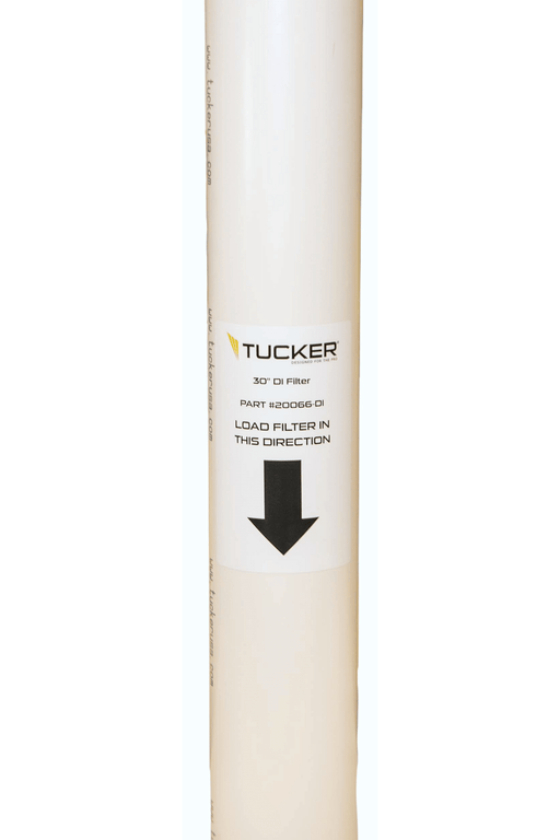 Tucker 30 inch DI filter label, load direction arrow