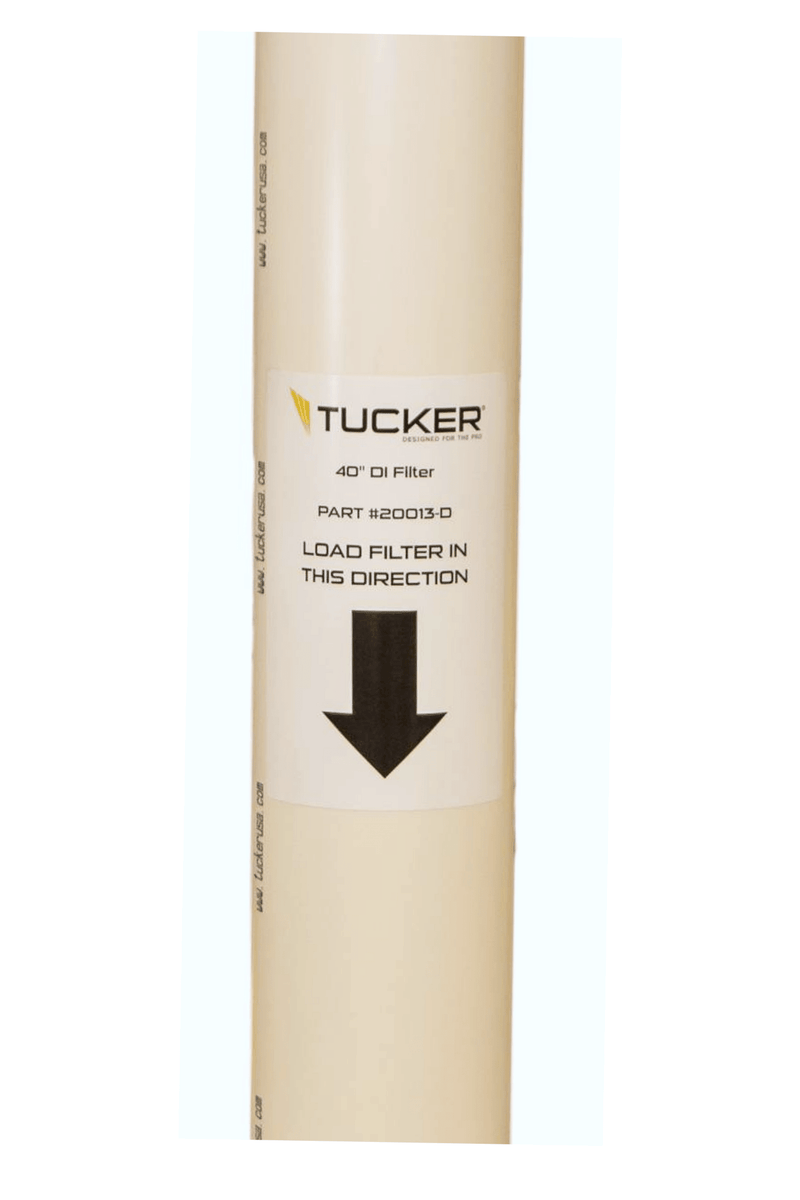 Tucker 40 inch DI filter label, load direction arrow