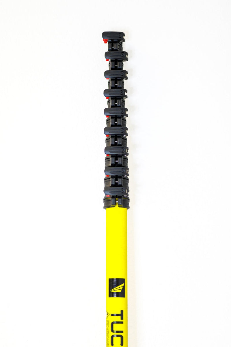 Tucker 50 HM pole top sections with stacked black clamps