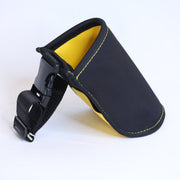 Tucker pouch by Takaki Works, black ballistic nylon with yellow lining and belt clip