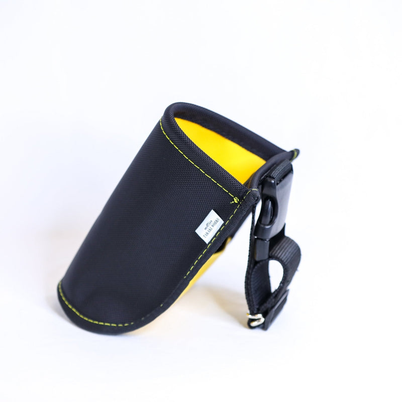 Tucker pouch by Takaki Works, black ballistic nylon with yellow lining and belt clip