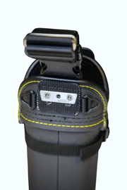Tucker BOAB by Takaki Works black double holster with yellow stitching and belt clip
