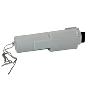 Tucker Bucket on a Belt gray plastic holster with lanyard cord, side view