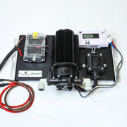 Tucker 12V RO booster panel at an angle with pump, fuse block, TDS meter and switch