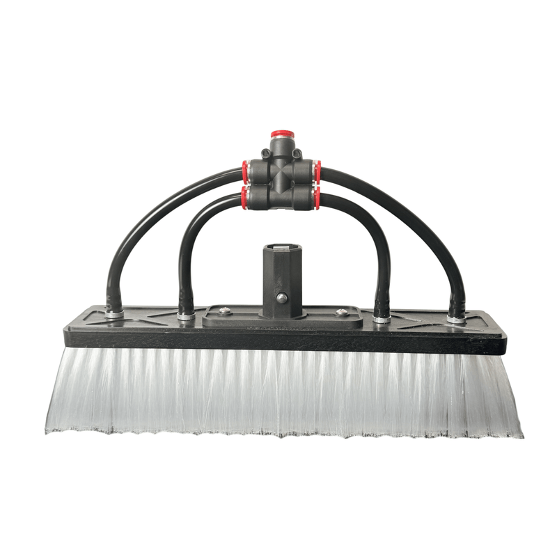Tucker Dual Trim water-fed brush, white nylon bristles, 4 pencil jets, front view