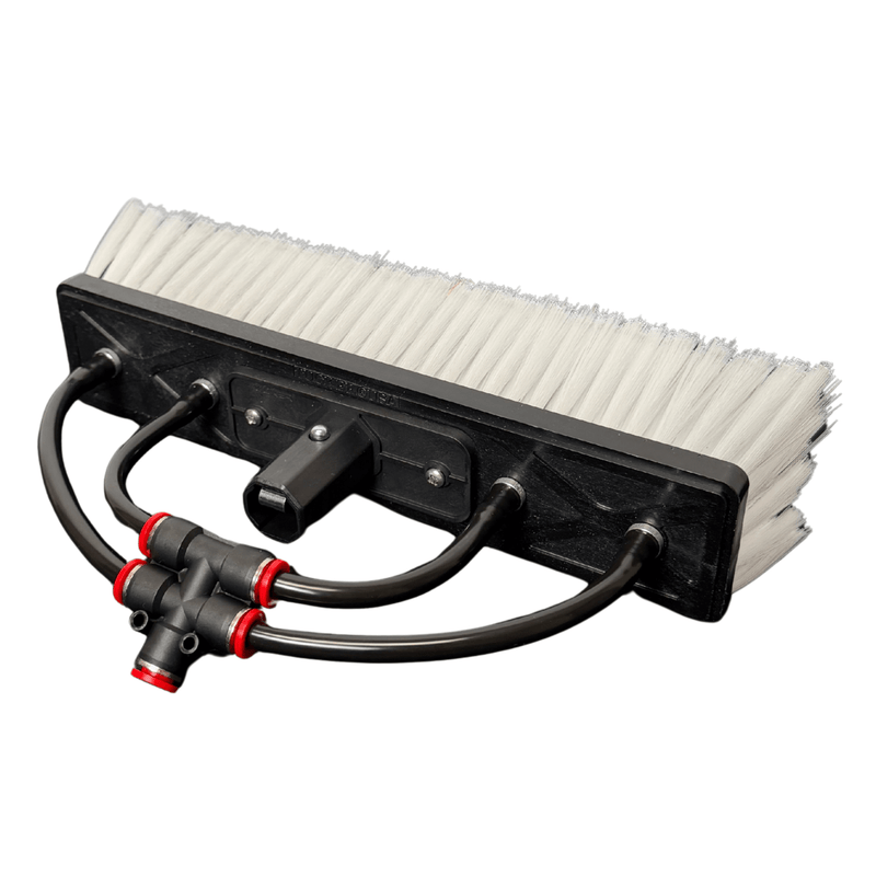 Tucker Dual Trim white nylon brush, rear angle showing jet manifold and pole socket