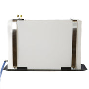 Tucker auxiliary 50 gallon water tank with steel straps on a black mounting base