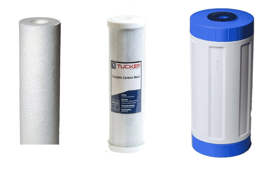 Tucker replacement filter set: sediment, carbon block and DI cartridge