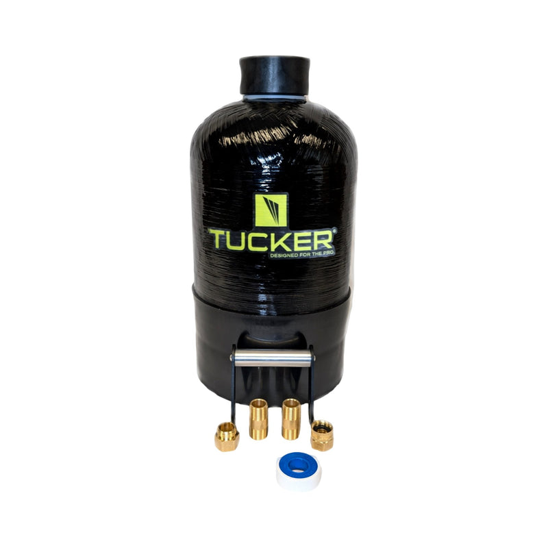 Tucker HandyPure 1/2 cubic foot DI tank with brass fittings and thread tape