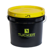 Tucker sealed DI resin bucket with yellow lid and TUCKER label