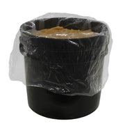 Tucker DI resin beads in an open black bucket with a clear liner bag