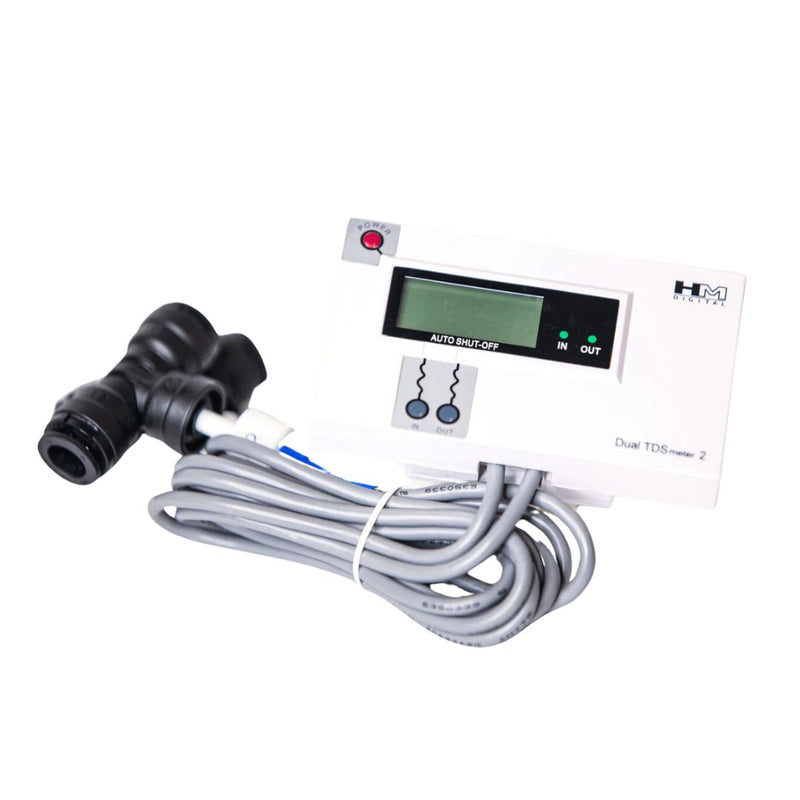 Tucker in-line dual TDS meter with its probe tee and two probe cables