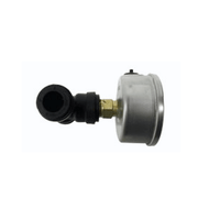 Tucker inline pressure gauge, side view of tee fitting