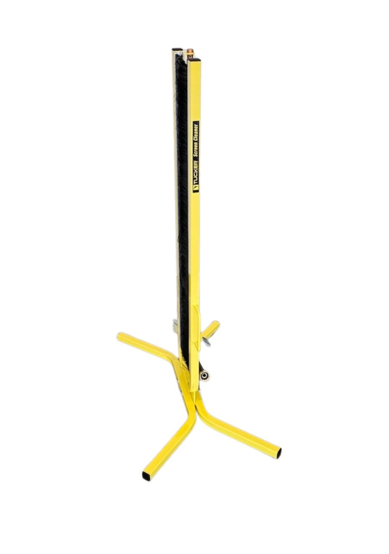 Tucker screen cleaner side profile on its yellow four-leg base