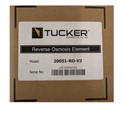 Tucker reverse osmosis element box label, model 20051-RO-V3