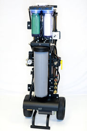Tucker Max Output 5-stage RO/DI cart front view with twin pre-filters and gray DI housing