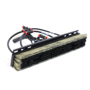 Tucker wide water fed brush with black and tan bristles and split feed lines