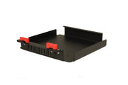 Tucker reel base, black steel tray with red latches