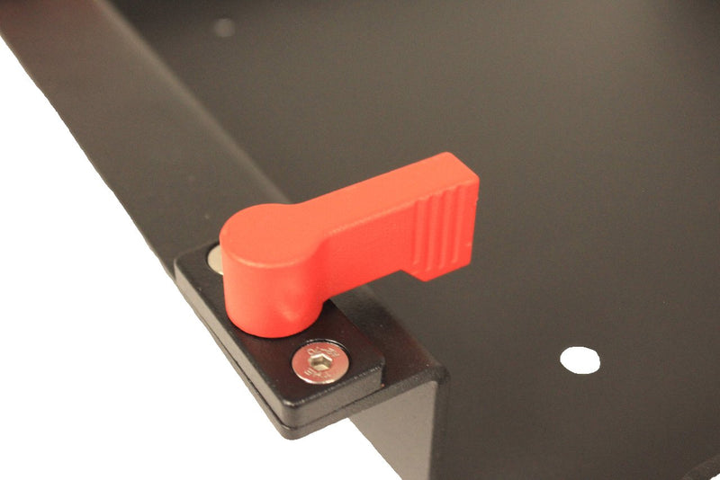Tucker reel base red locking latch close up