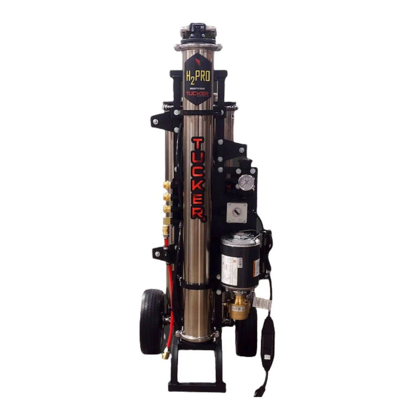 Tucker H2Pro RO/DI cart with electric booster pump and gauge on white