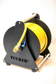 Tucker hose reel with yellow pure water hose and brass ball valve