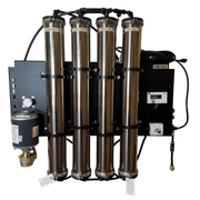 Tucker XL skid mount 4-stage RO/DI system with 110V booster pump on black panel