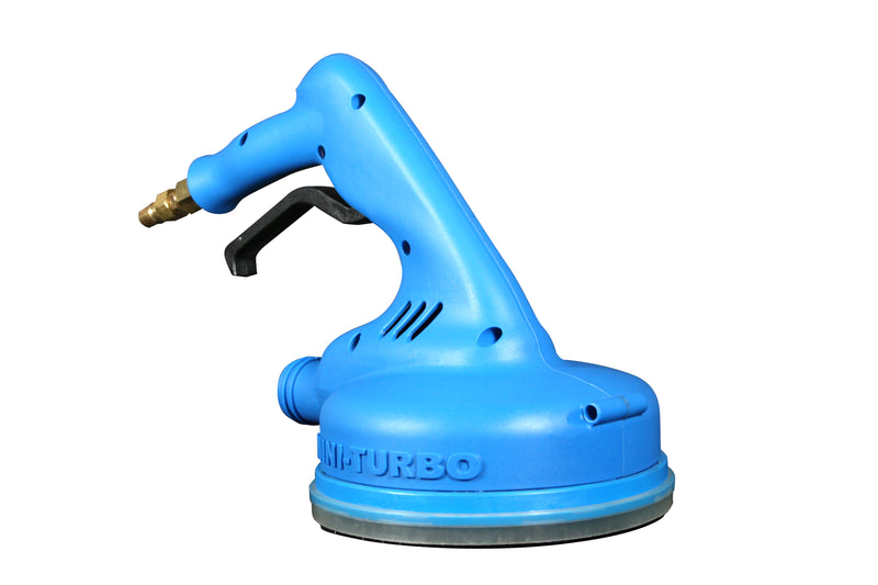 Turbo Force MTH-43 Mini Turbo Hybrid handheld tool with blue body, trigger and quick disconnect, side view on white