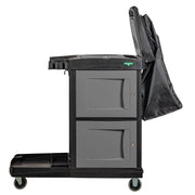 Unger CleanRx Elite Janitorial Cleaning Cart, cart with lid open