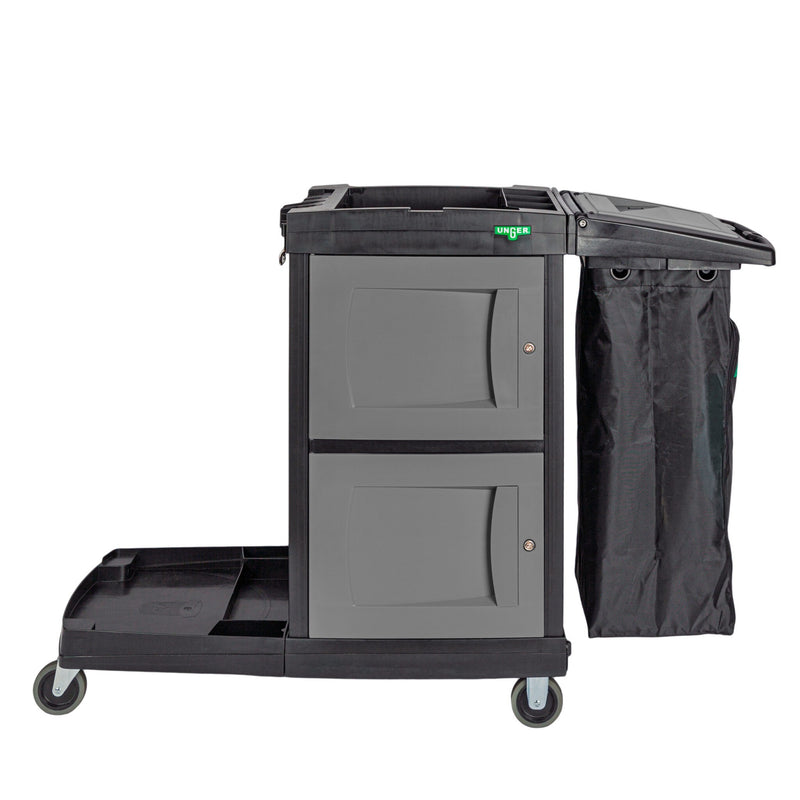 Unger CleanRx ProPlus Janitorial Cleaning Cart, cart, side view