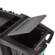 Unger CleanRx ProPlus Janitorial Cleaning Cart, top lid open