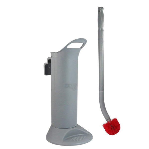 Unger Ergo Toilet Bowl Brush Complete, Ergo toilet bowl brush in its holder with a red brush head