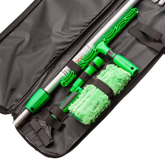 Unger ErgoTec Professional Window Cleaning Kit, bag interior with squeegee and washer