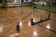 Unger High Access Dusting Kit, dusting a basketball hoop from the floor with a long pole