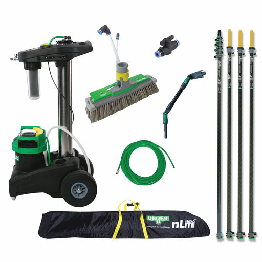 Unger HydroPower Nano Complete Pro 55' Kit, complete kit with Nano system, poles, brush, hose and bag