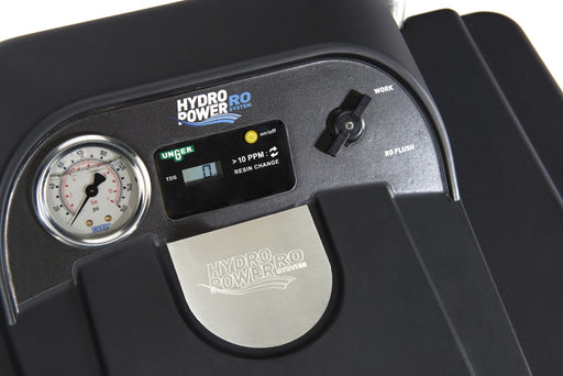 Unger HydroPower RO System, control panel and pressure gauge close-up