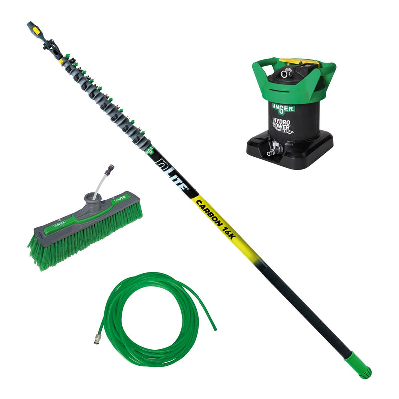 Unger HydroPower Ultra 16K Entry Kit 40', complete kit with pole, brush, hose and filter