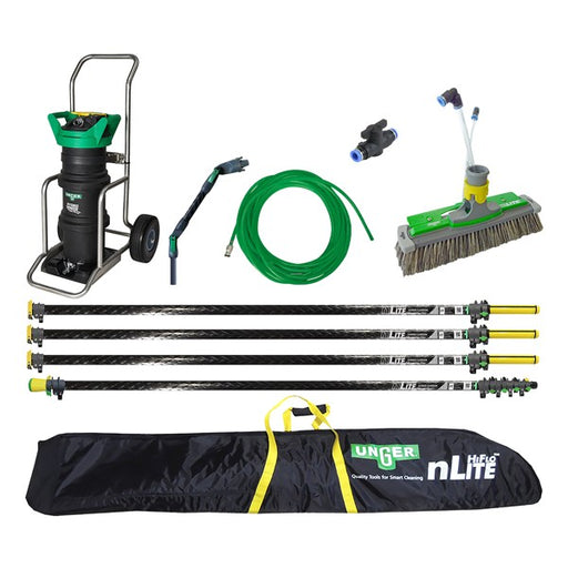 Unger HydroPower Ultra Professional Kit 55', complete professional kit with poles, brush, hose and bag
