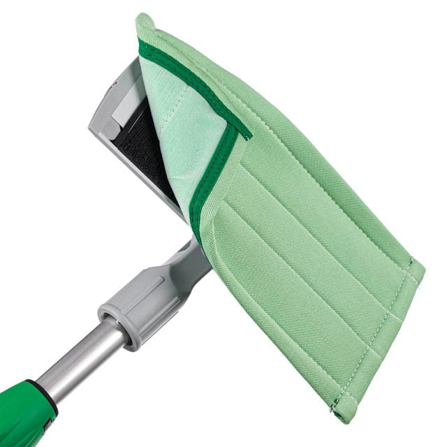 Unger Microfiber Cleaning Pad, pad fitted on a pad holder on a pole
