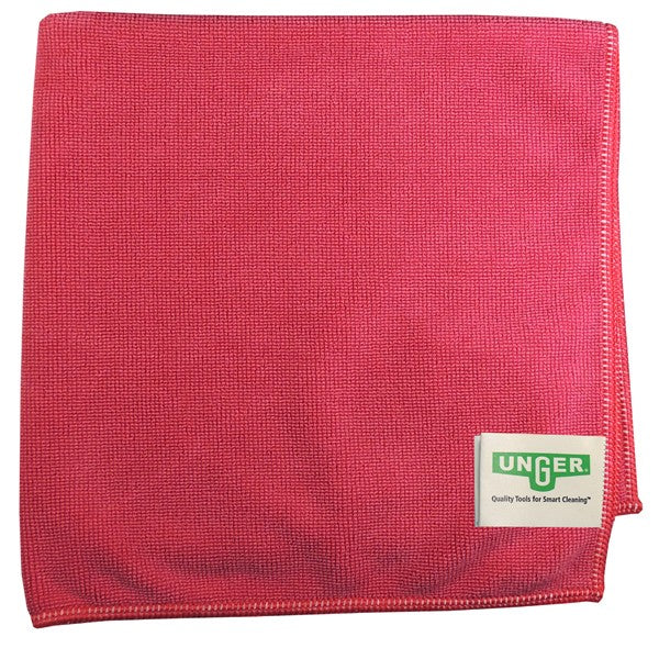 Unger MicroWipe 2000 Medium Duty 16"x16"/40x40cm, microfibre cloth, red