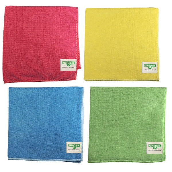 Unger MicroWipe 500 Light Duty, red, yellow, blue and green cloths
