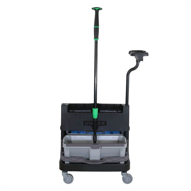 Unger OmniClean Dual Bucket Kit, cart, angled view