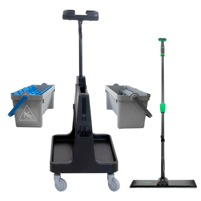 Unger OmniClean Dual Bucket Kit, cart and included tools