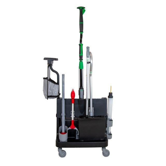 Unger OmniClean Restroom Cart, cart, angled view