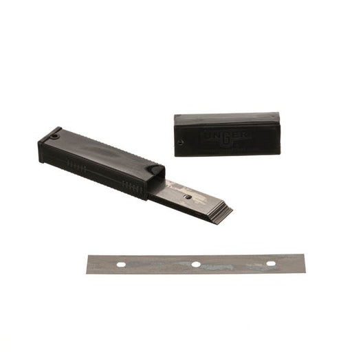 Unger Premium Glass Scraper Blades 6"/15cm, blade dispenser with blades