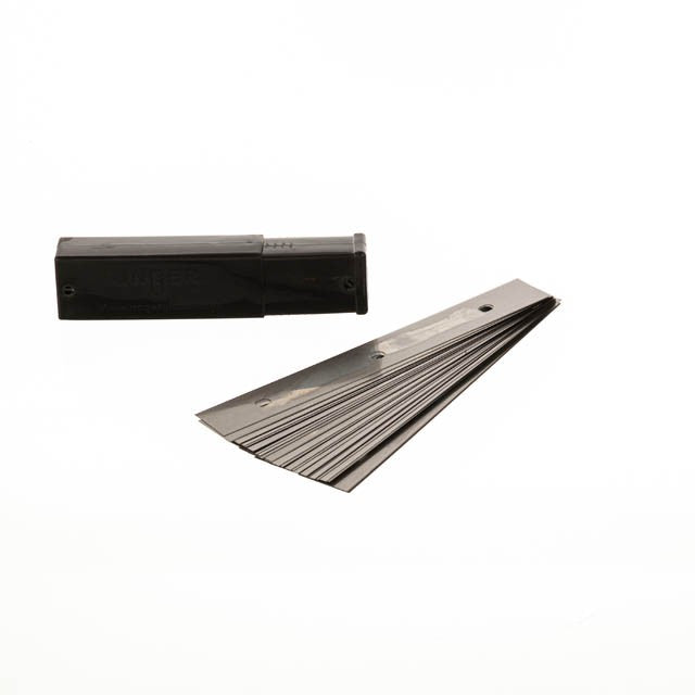 Unger Premium Glass Scraper Blades 6"/15cm, dispenser and a fan of blades