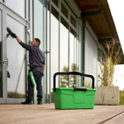Unger Pro Bucket 3-Gallon, window cleaner working beside the bucket
