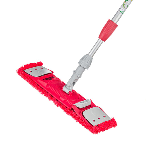 Unger Restroom Complete Mop Pack, red microfiber mop frame with pad on a pole